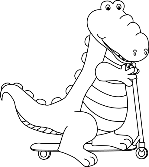 Black_and_White_Alligator_Riding_a_Scooter