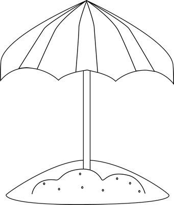 Black_and_White_Beach_Umbrella_in_the_Sand