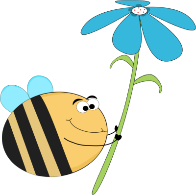 _Funny_Bee_with_a_Blue_Flower