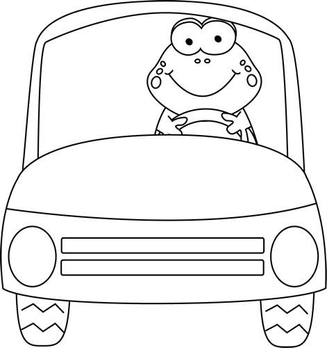 _Black_and_White_Frog_Driving_a_Car