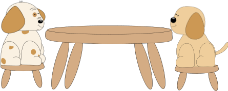 _Dogs_Sitting_at_a_Table