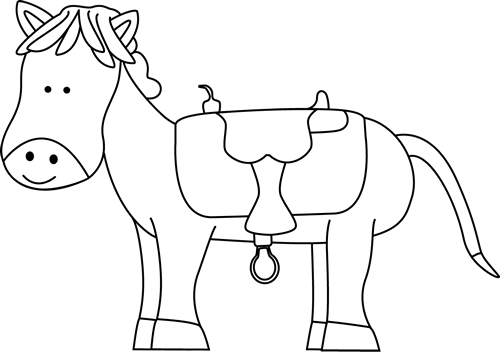 _Black_and_White_Horse_with_Saddle