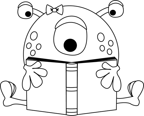 Black_and_White_Girl_Monster_Reading