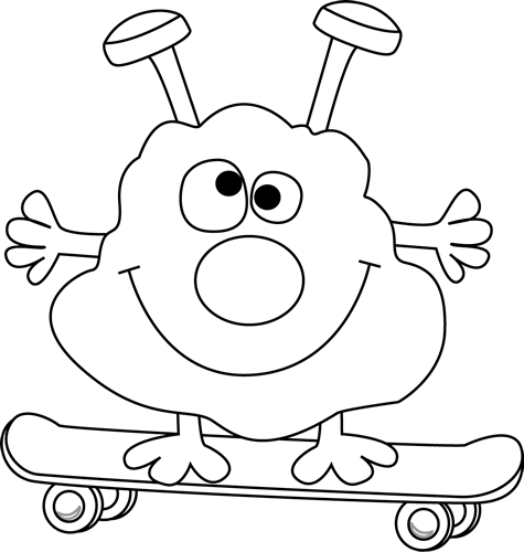 _Black_and_White_Monster_on_a_Skateboard