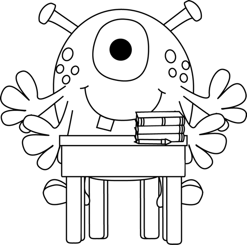 _Black_and_White_Four_Arm_Monster_at_a_Desk